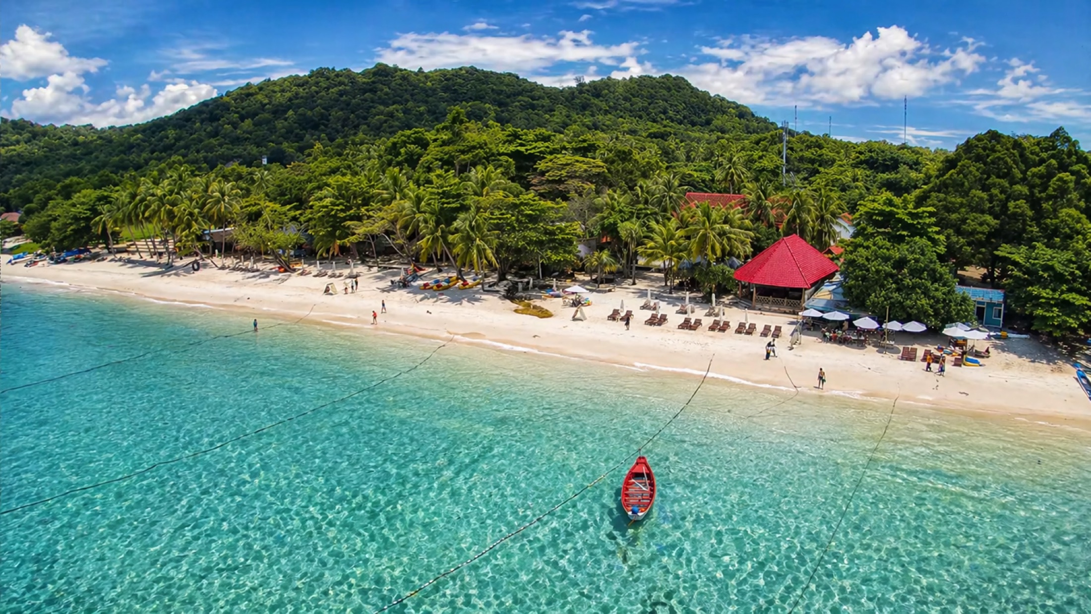 Turquoise water and white sand beach on Phu Quoc island